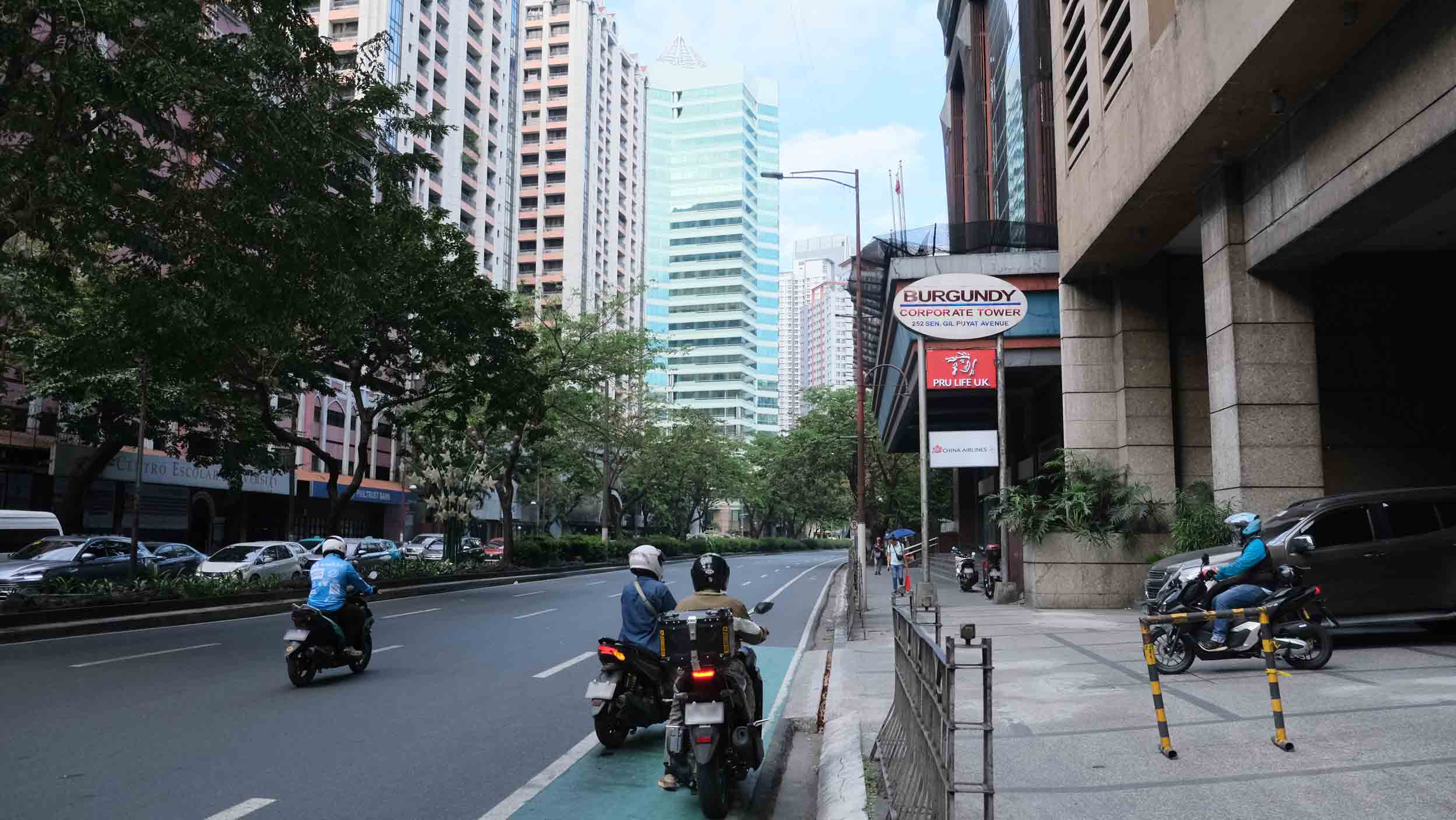 burgundy corporate tower